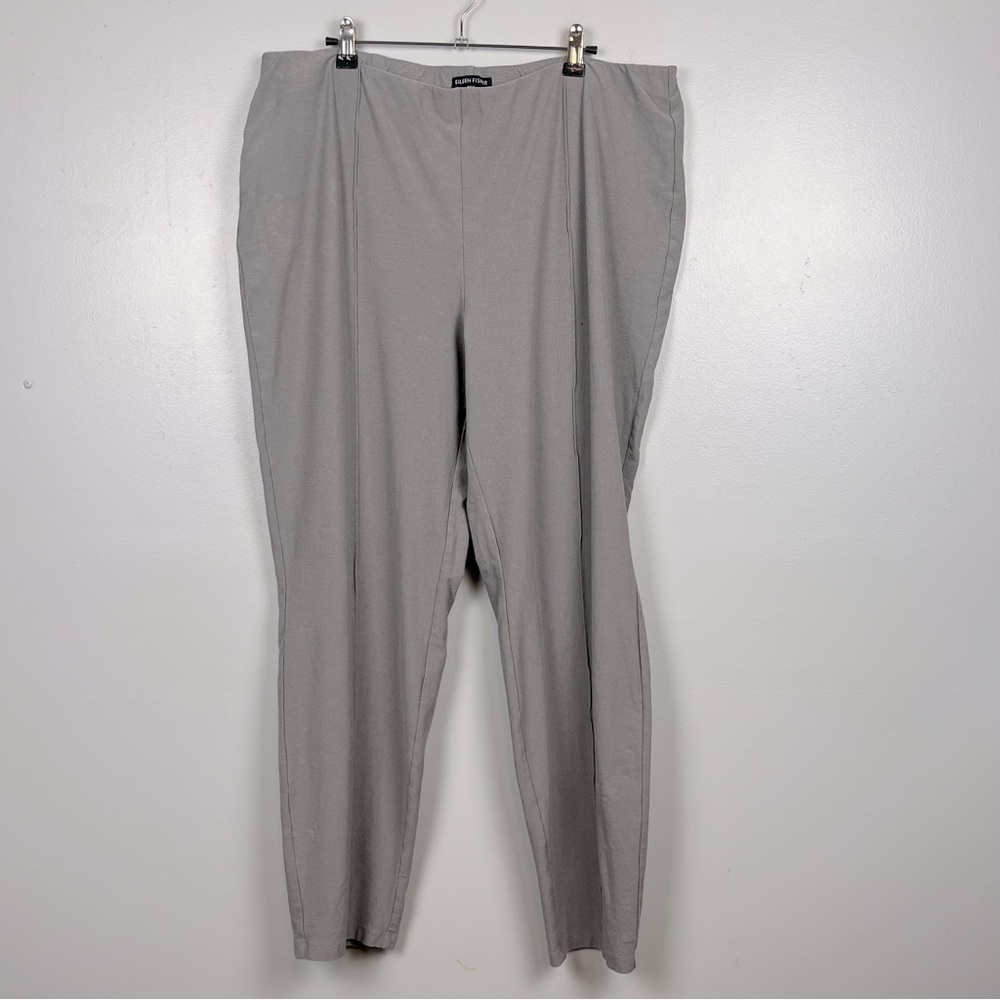 Eileen Fisher gray pullon viscose nylon spandex pintuck detail pants, XL.
